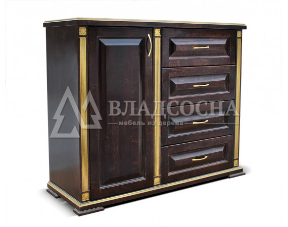 Комод дверка и 4 ящ из серии "Грета" из сосны, канелюры из березы