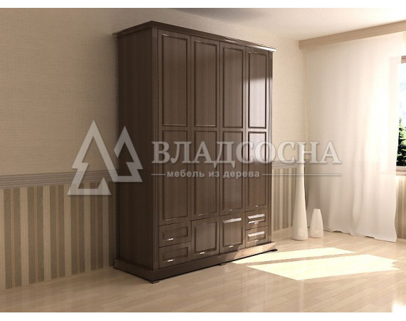 Шкаф четырехстворчатый с нижней антресолью из серии "Кардинал"