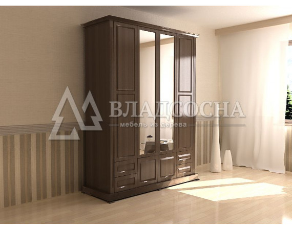 Шкаф четырехстворчатый с зеркалом из серии "Кардинал"